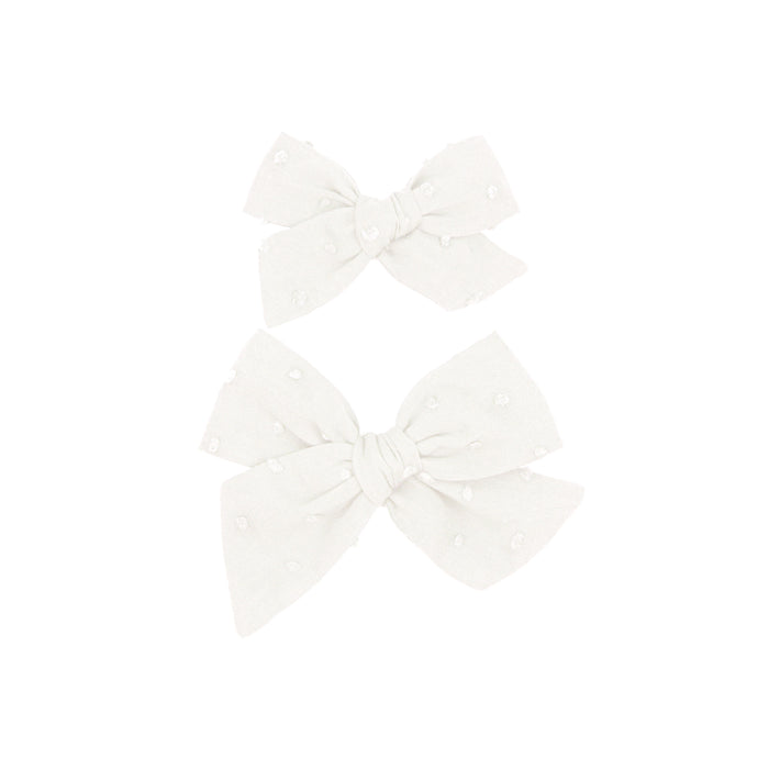 Classic Bow - White Swiss Dot