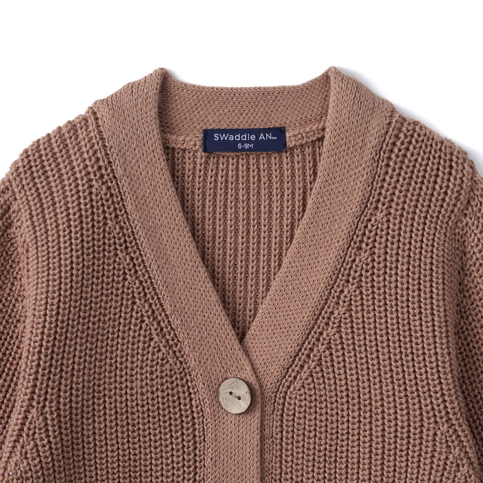 Classic Cardigan with Pockets in Mocha