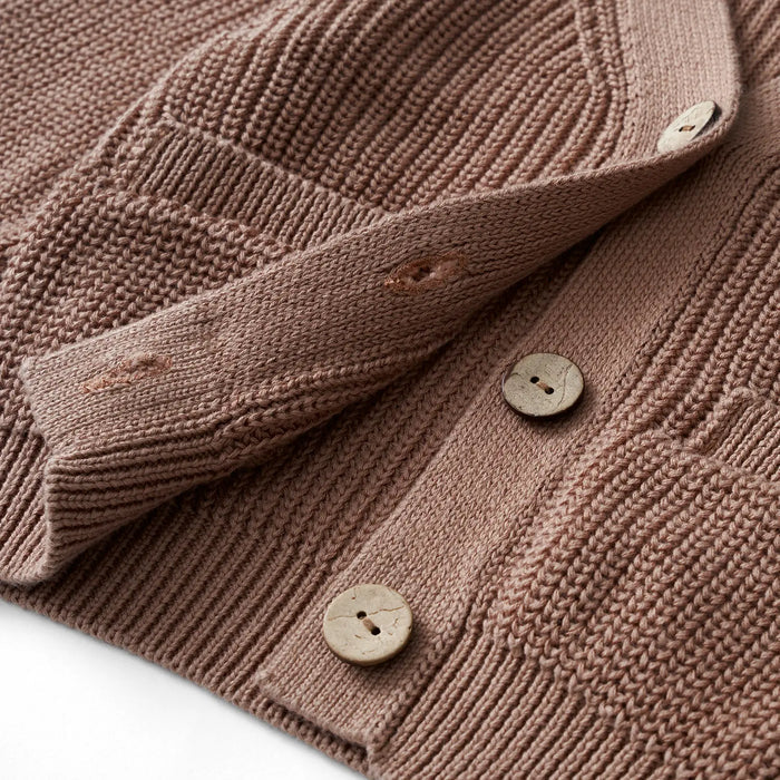Classic Cardigan with Pockets in Mocha