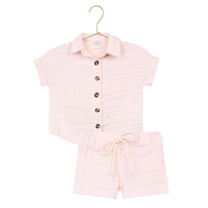 Cloud Muslin™ Shirt + Short Set - Blush