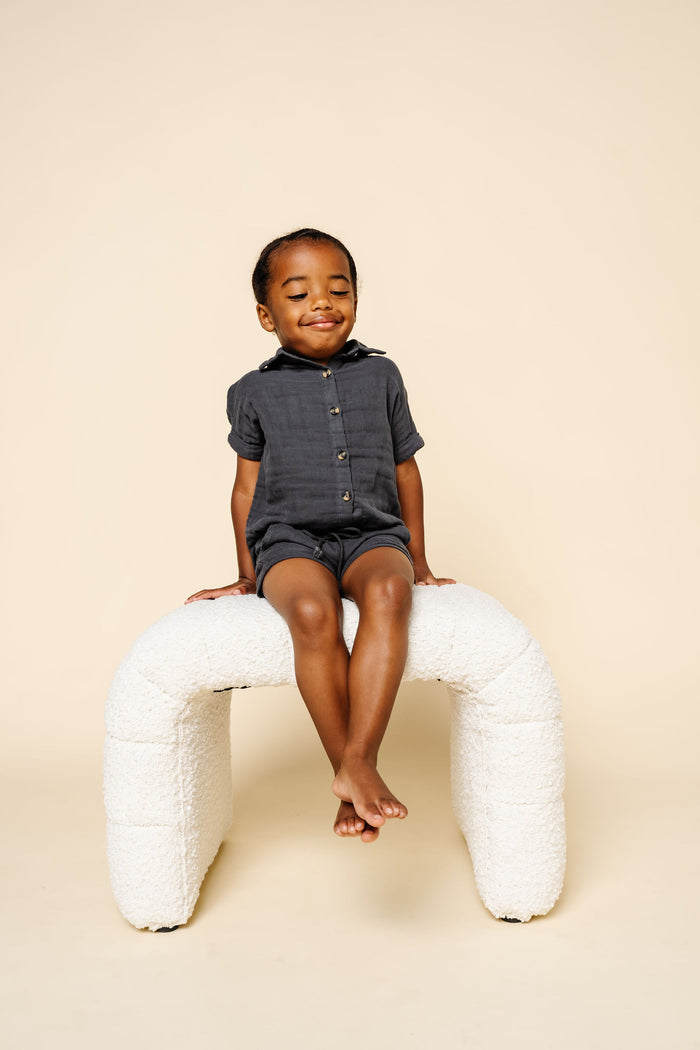 Cloud Muslin™ Shirt + Short Set - Charcoal