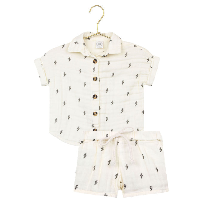 Cloud Muslin™ Shirt + Short Set - Lightning Bolt