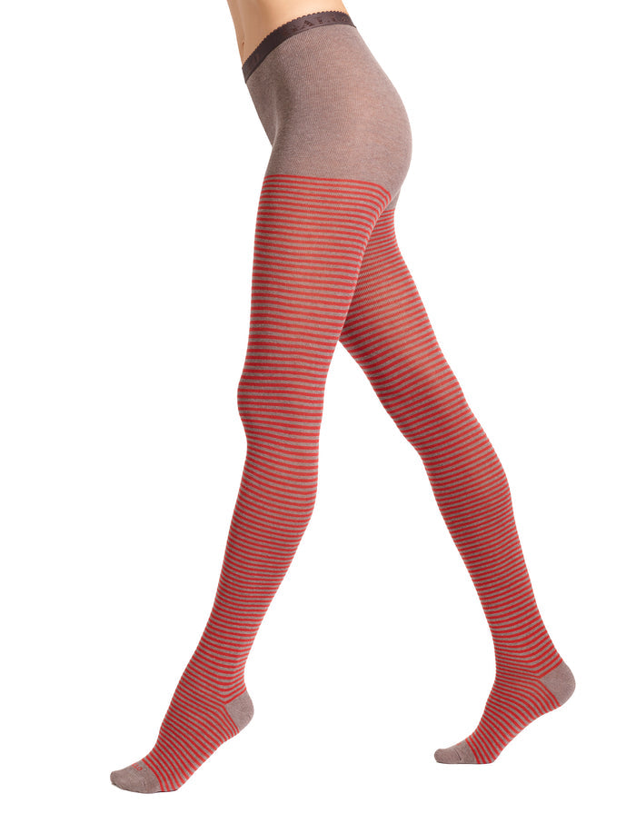 Collant donna cotone beige righe windsor - Gallo 1927 - Official Online Shop