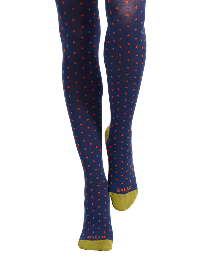 Collant donna cotone blu fantasia pois - Gallo 1927 - Official Online Shop