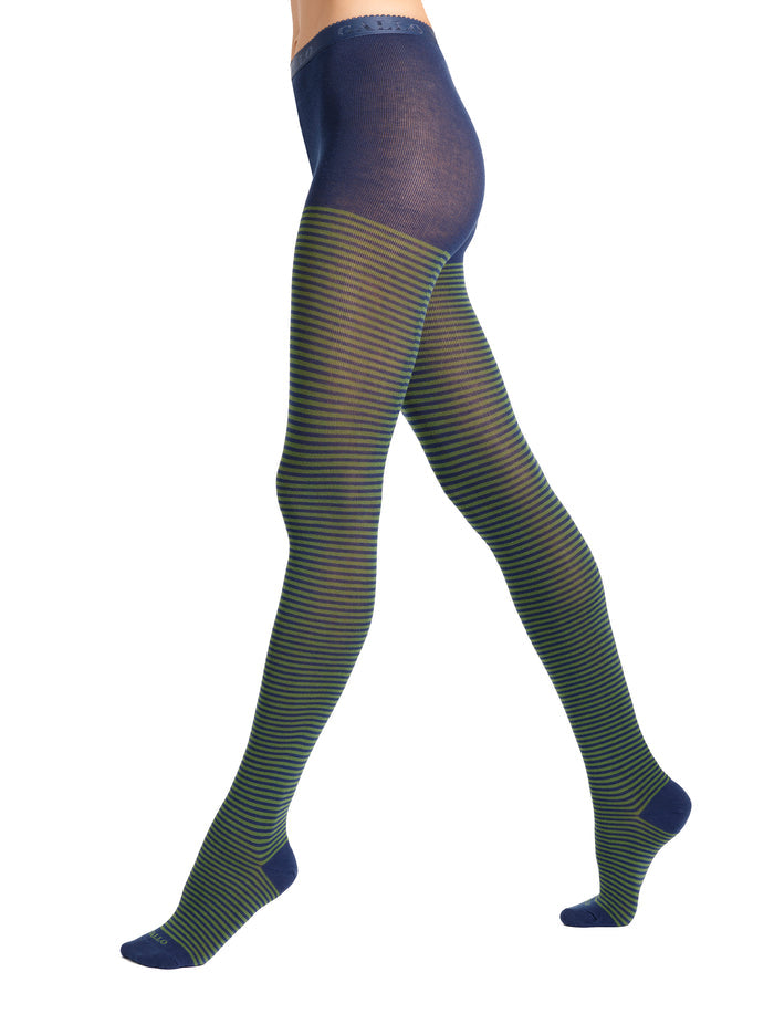 Collant donna cotone blu righe windsor - Gallo 1927 - Official Online Shop