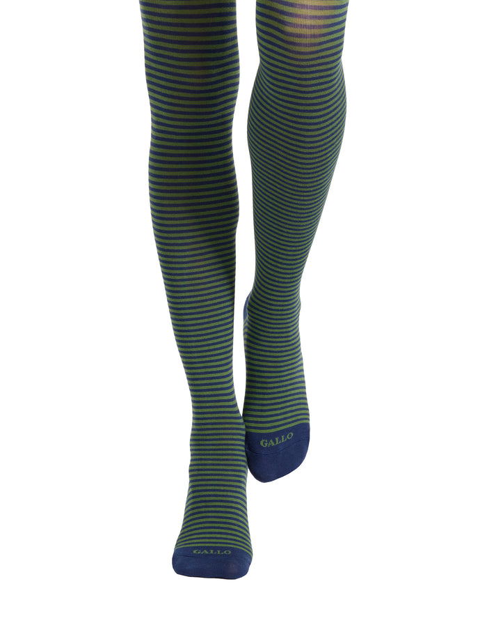 Collant donna cotone blu righe windsor - Gallo 1927 - Official Online Shop