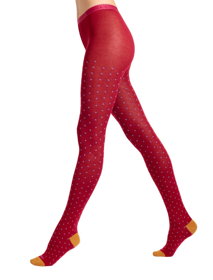Collant donna cotone bordò fantasia pois - Gallo 1927 - Official Online Shop