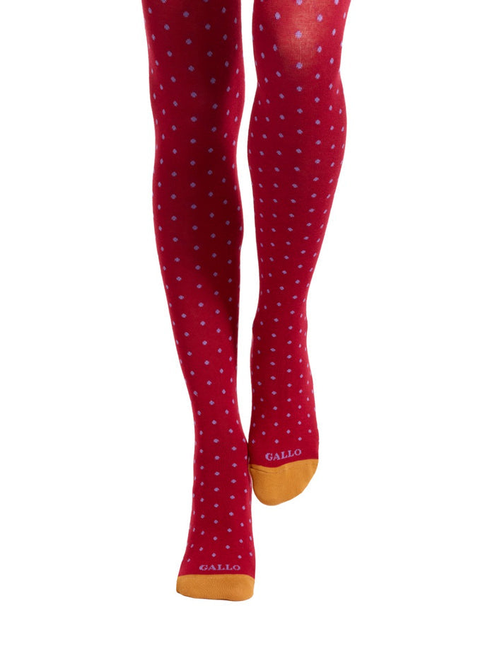 Collant donna cotone bordò fantasia pois - Gallo 1927 - Official Online Shop