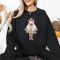 Cute Cowgirl Ghost Halloween Western Vintage Pumpkin Spooky Retro Graphic Sweatshirt