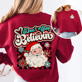 Don't Stop Believin' Santa Christmas Checkered Vintage Inspired Retro Sweatshirt