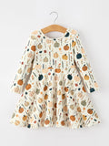 Fall Orange Pumpkin & Leaf Twirl Girls Dress