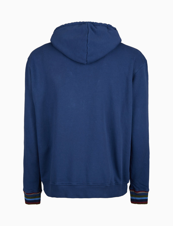 Felpa chiusa con cappuccio unisex cotone blu tinto capo - Gallo 1927 - Official Online Shop
