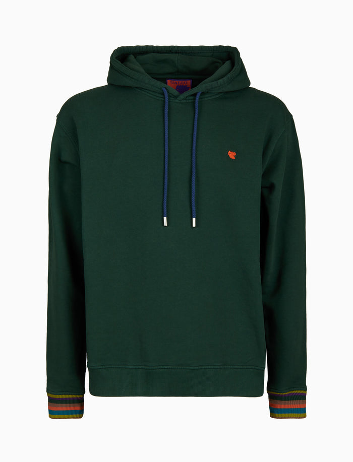 Felpa chiusa con cappuccio unisex cotone verde tinto capo - Gallo 1927 - Official Online Shop