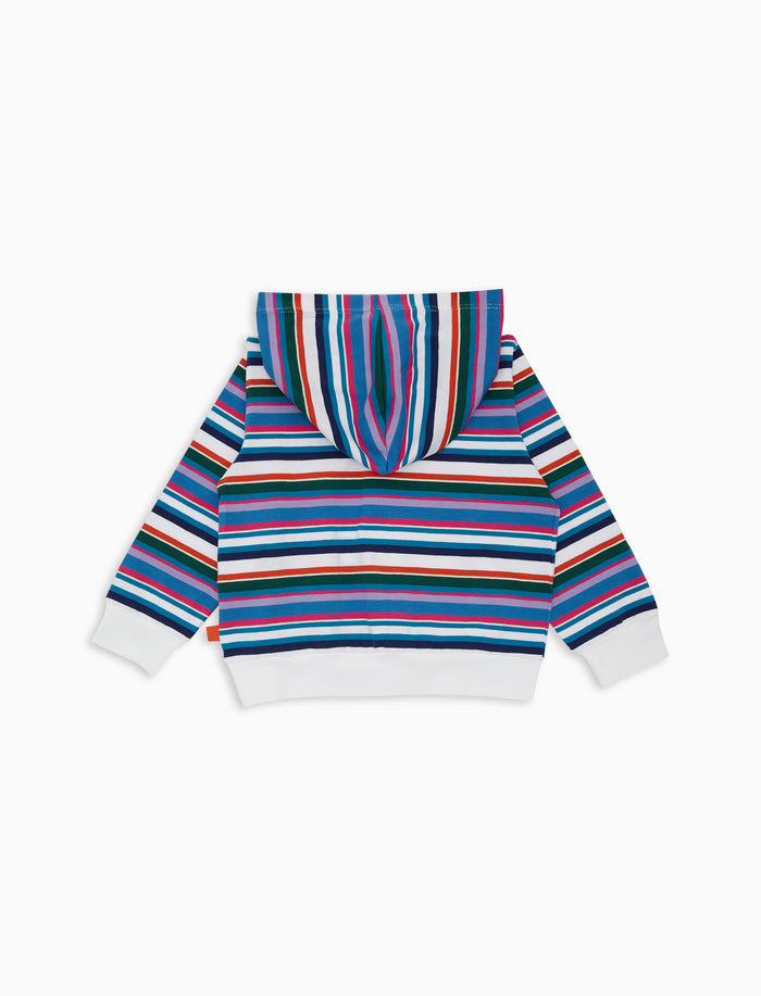 Felpa con cappuccio bambino cotone righe multicolor bianco - Gallo 1927 - Official Online Shop