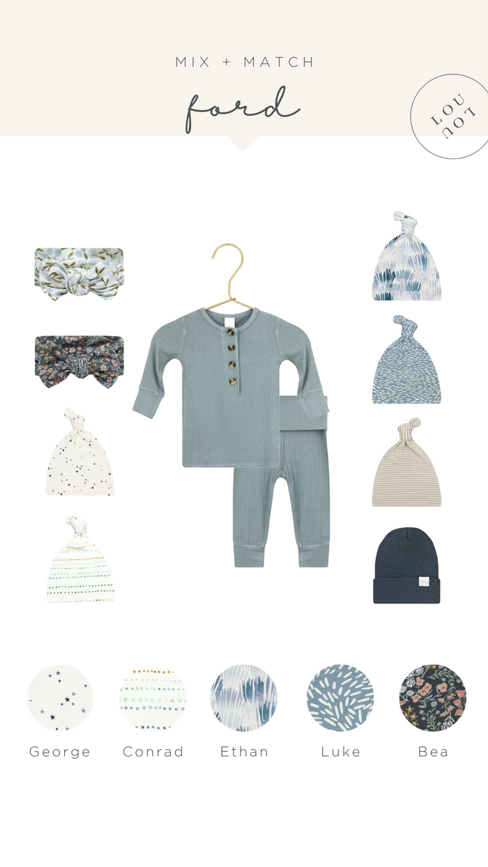 Ford Ribbed Newborn Hat Bundle (Gown)
