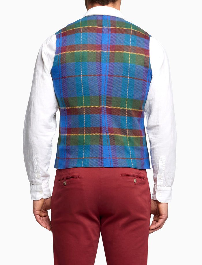 Gilet uomo azzurro fantasia tartan colorato