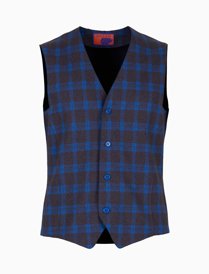 Gilet uomo blu fantasia scozzese - Gallo 1927 - Official Online Shop