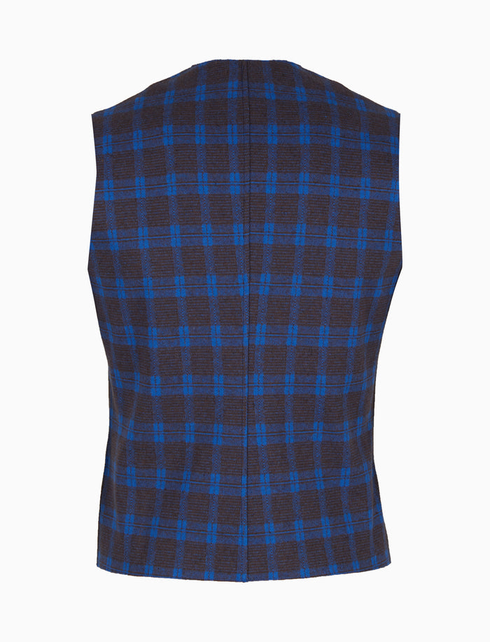 Gilet uomo blu fantasia scozzese - Gallo 1927 - Official Online Shop