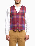 Gilet uomo bordò fantasia tartan colorato