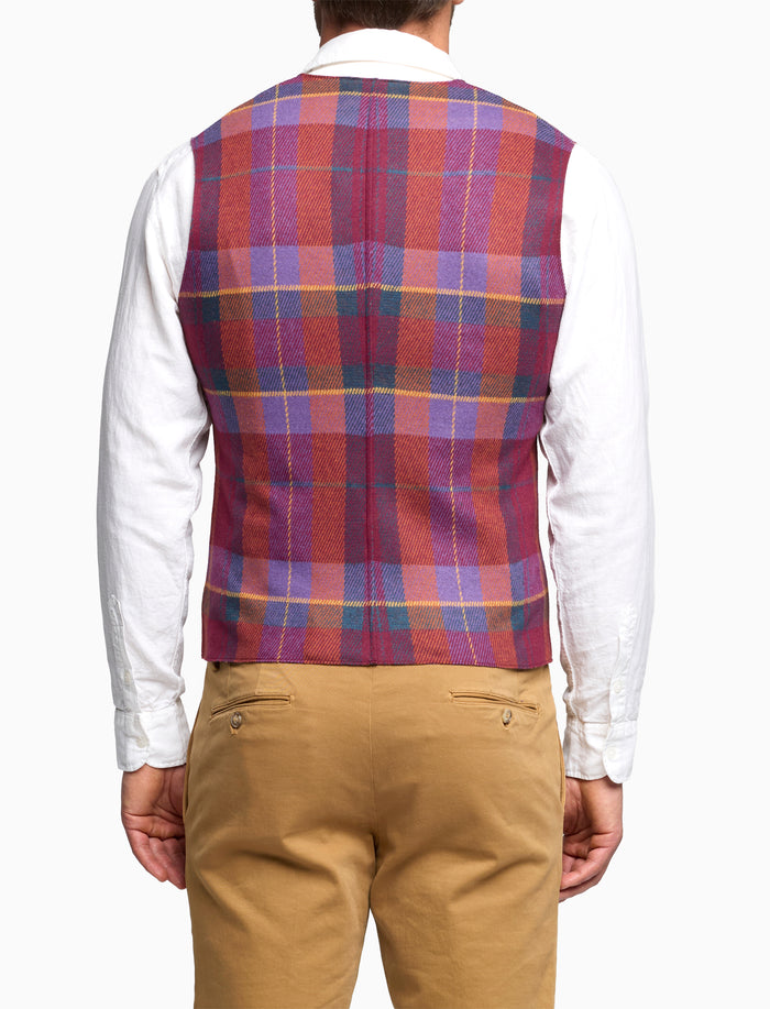 Gilet uomo bordò fantasia tartan colorato