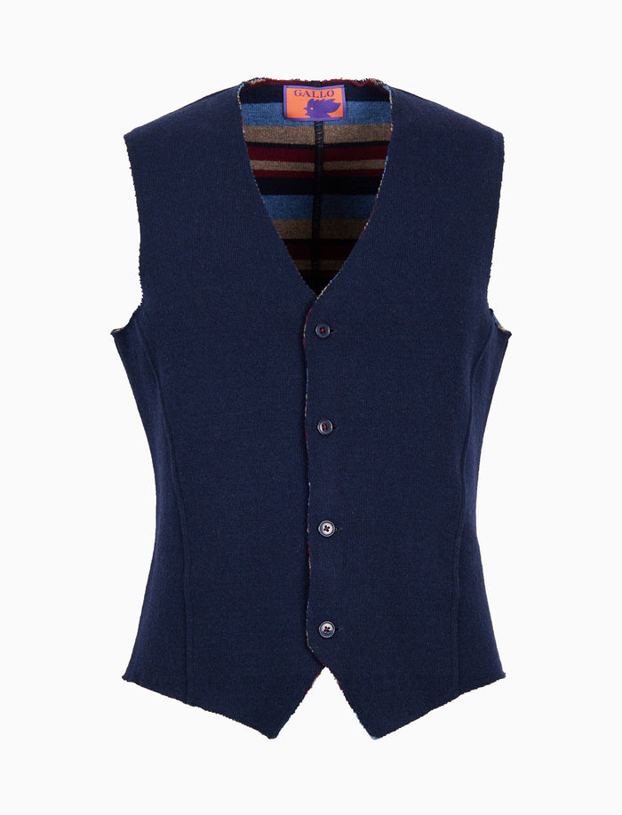 Gilet uomo lana blu tinta unita - Gallo 1927 - Official Online Shop
