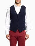 Gilet uomo lana blu tinta unita