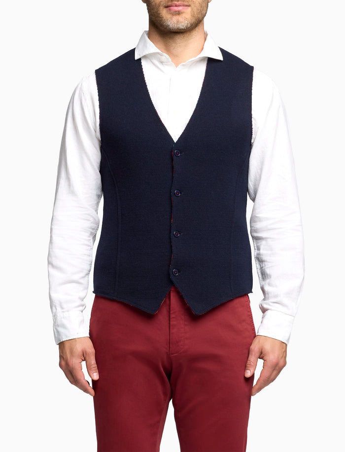 Gilet uomo lana blu tinta unita