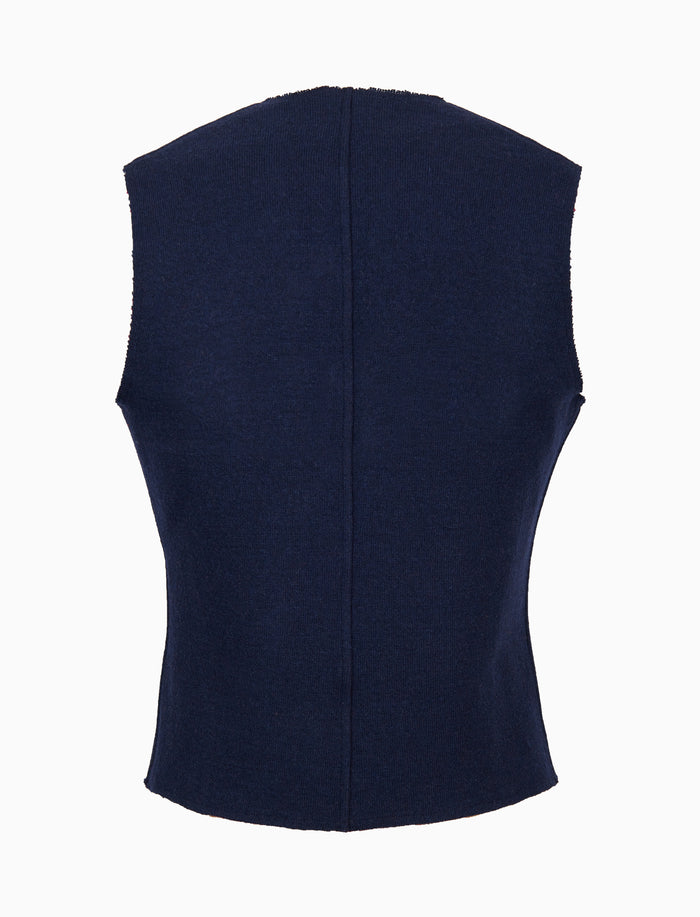 Gilet uomo lana blu tinta unita - Gallo 1927 - Official Online Shop