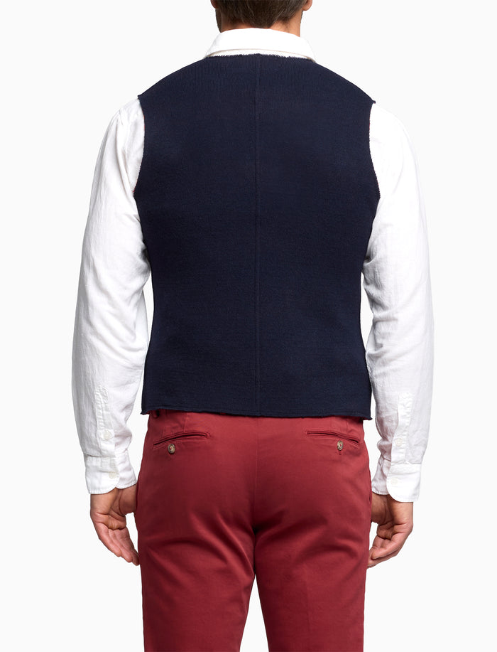 Gilet uomo lana blu tinta unita