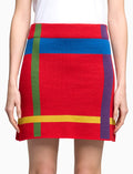 Gonna donna lavorazione jacquard lana rossa fantasia tartan