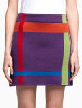 Gonna donna lavorazione jacquard lana viola fantasia tartan