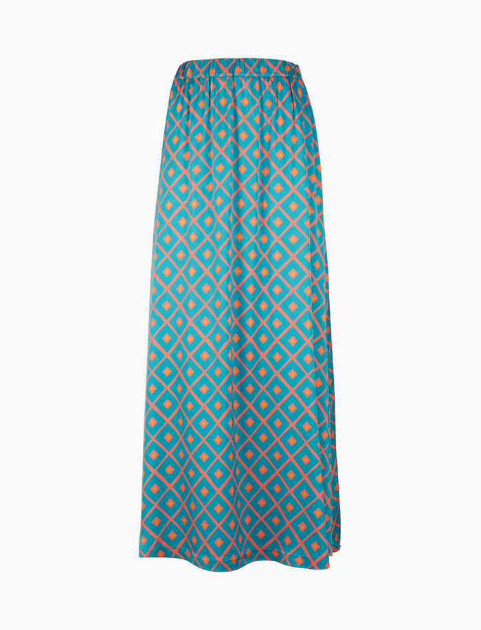 Gonna lunga donna fantasia rombi azzurro - Gallo 1927 - Official Online Shop