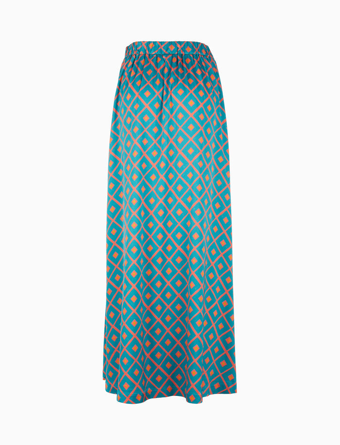 Gonna lunga donna fantasia rombi azzurro - Gallo 1927 - Official Online Shop