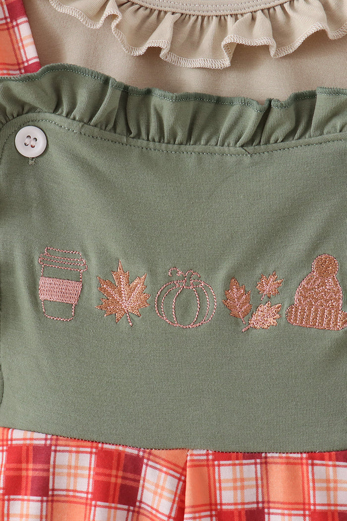 Green Pumpkin Embroidery 2cp jumpsuit set