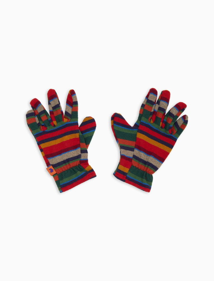 Guanti bambino pile rosso righe multicolor - Gallo 1927 - Official Online Shop