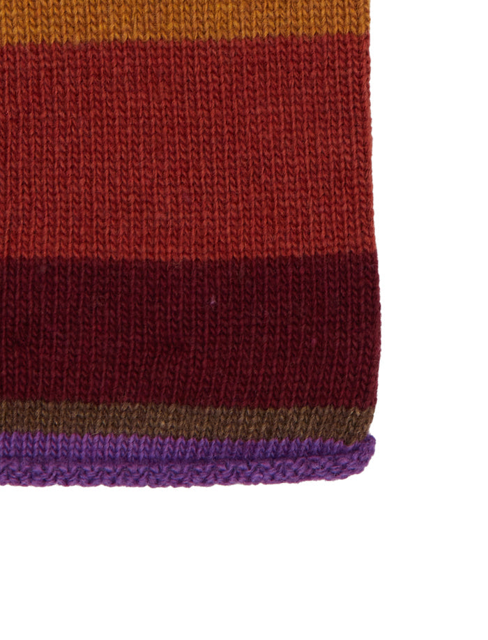 Guanti corti senza dita donna lana e cashmere bordò righe multicolor - Gallo 1927 - Official Online Shop