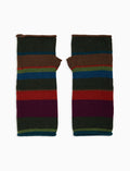Guanti corti senza dita donna lana e cashmere verde righe multicolor - Gallo 1927 - Official Online Shop