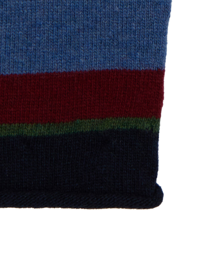 Guanto donna lana e cashmere blu righe multicolor - Gallo 1927 - Official Online Shop