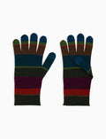 Guanto donna lana e cashmere verde righe multicolor - Gallo 1927 - Official Online Shop