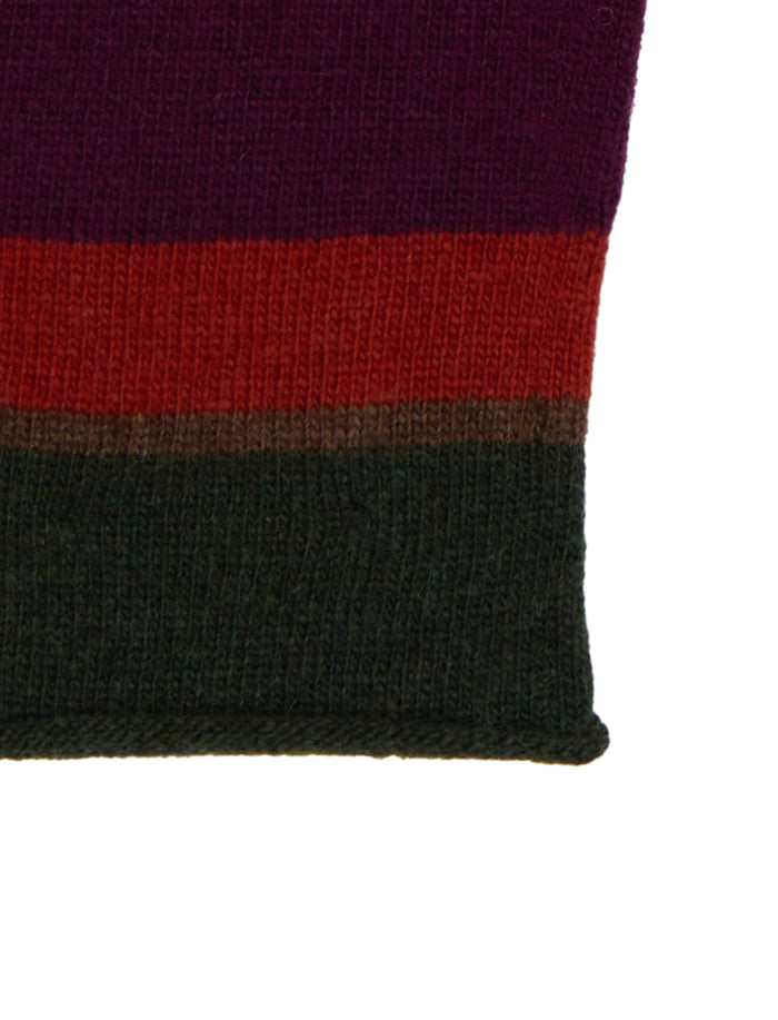 Guanto donna lana e cashmere verde righe multicolor - Gallo 1927 - Official Online Shop