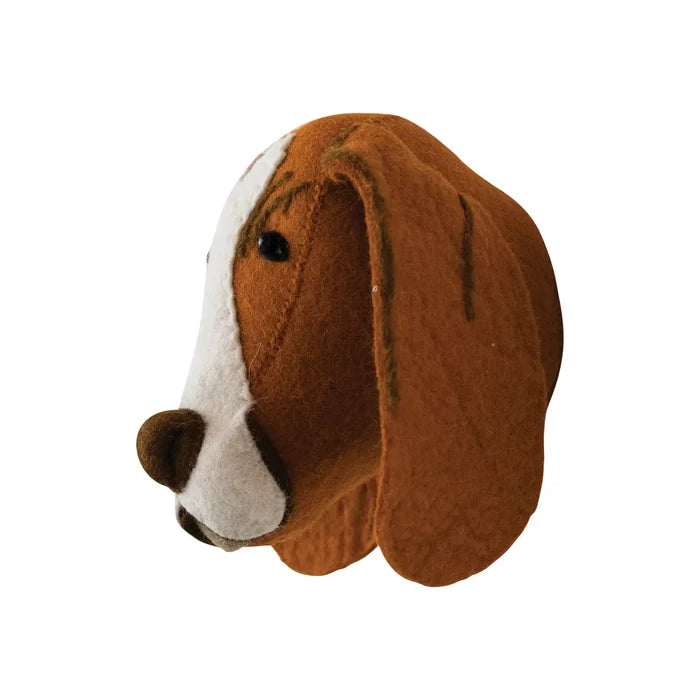 Handmade Wool Felt Dog Head Wall Décor