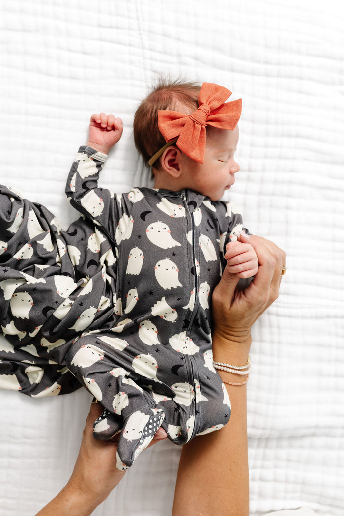 Happy Ghost Newborn Headband Bundle + Zipper Footie