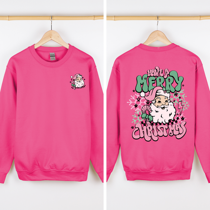Have A Merry Christmas Retro Santa Front And Back Print Vintage Inspired Graphic Sweatshirt