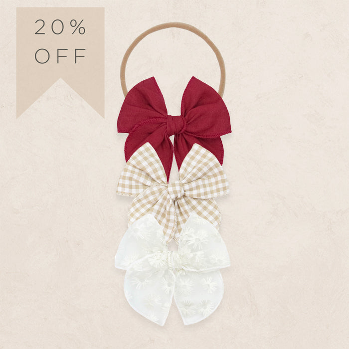 Heirloom Bow 3 Pack - Tan Gingham