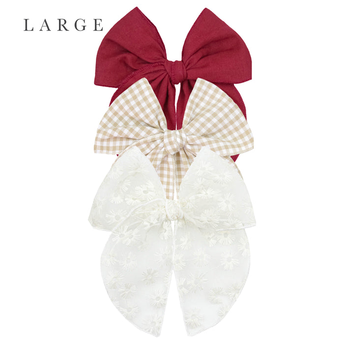 Heirloom Bow 3 Pack - Tan Gingham