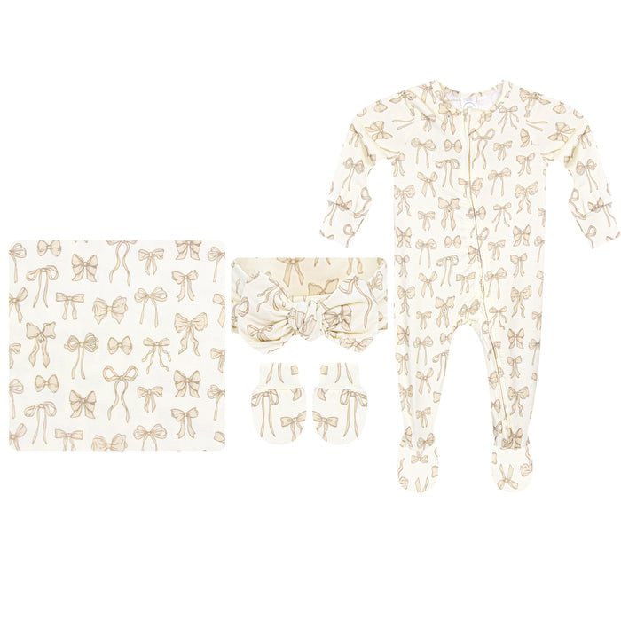 Isla Newborn Headband Bundle + Zipper Footie
