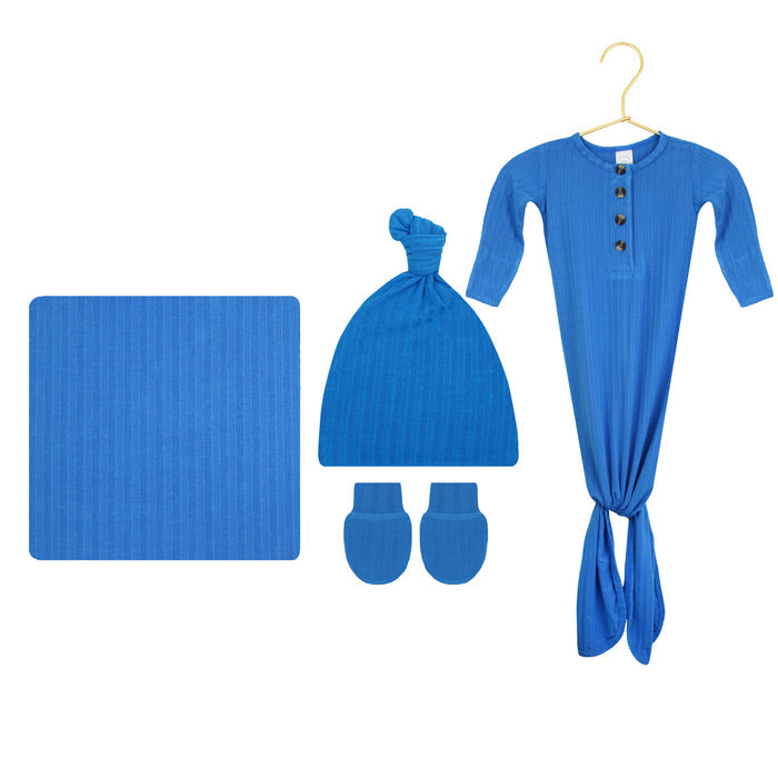Ken Ribbed Newborn Hat Bundle + Knotted Gown