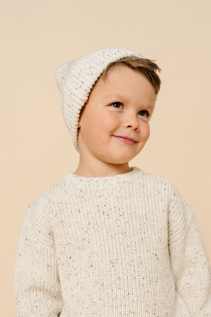 Knit Beanie - Cream Speckle