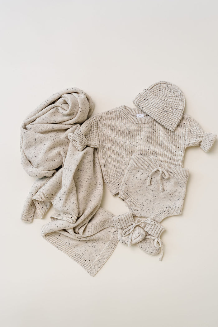 Knit Beanie Bundle - Cream Speckle