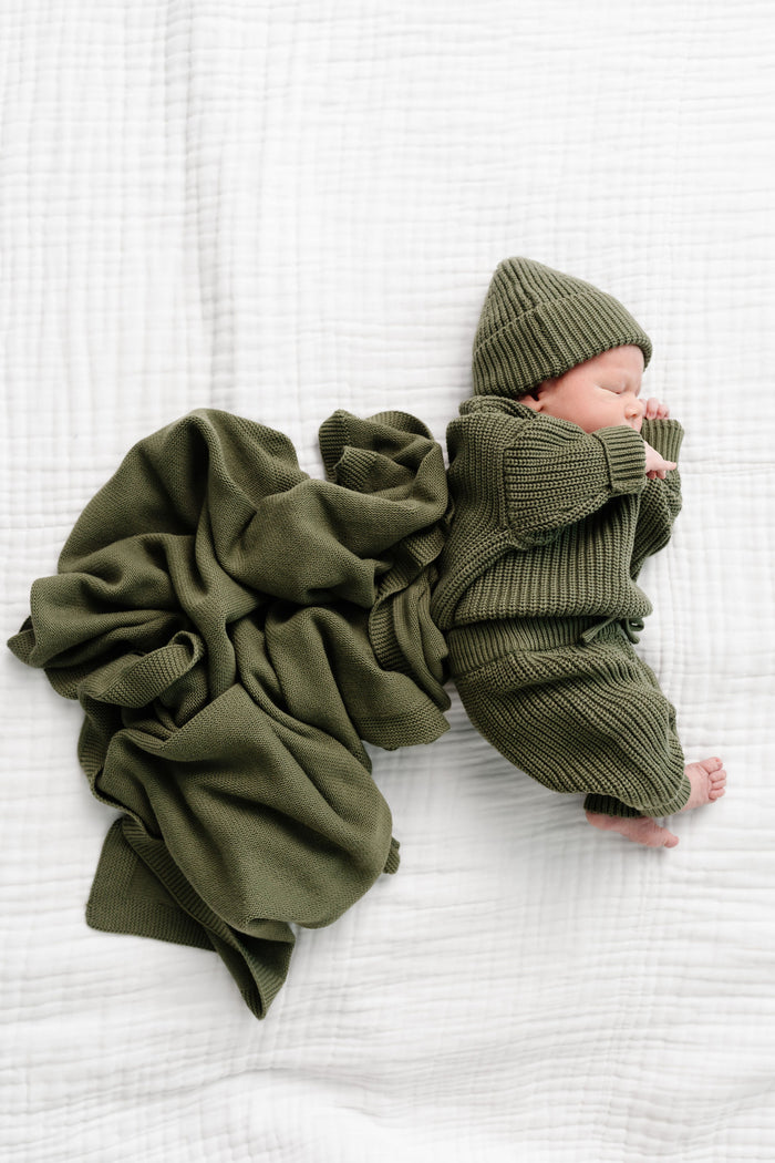 Knit Blanket - Olive